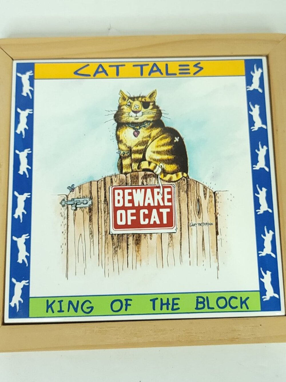 Comical Cats Gary Patterson Beware of Cat King Of The Block Sign 1998 Vintage 7"
